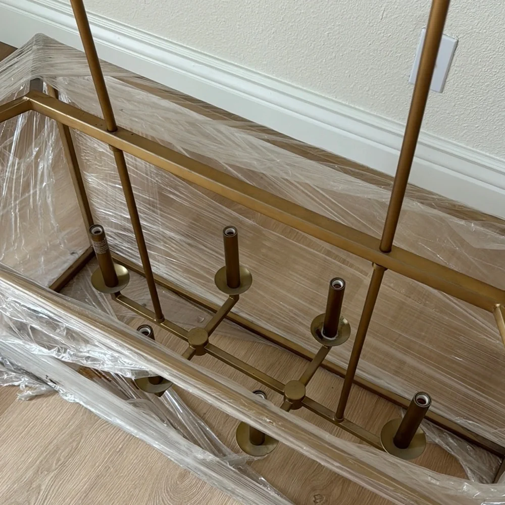Pottery Barn Gold Rectangular Chandelier - Picture 5 of 5